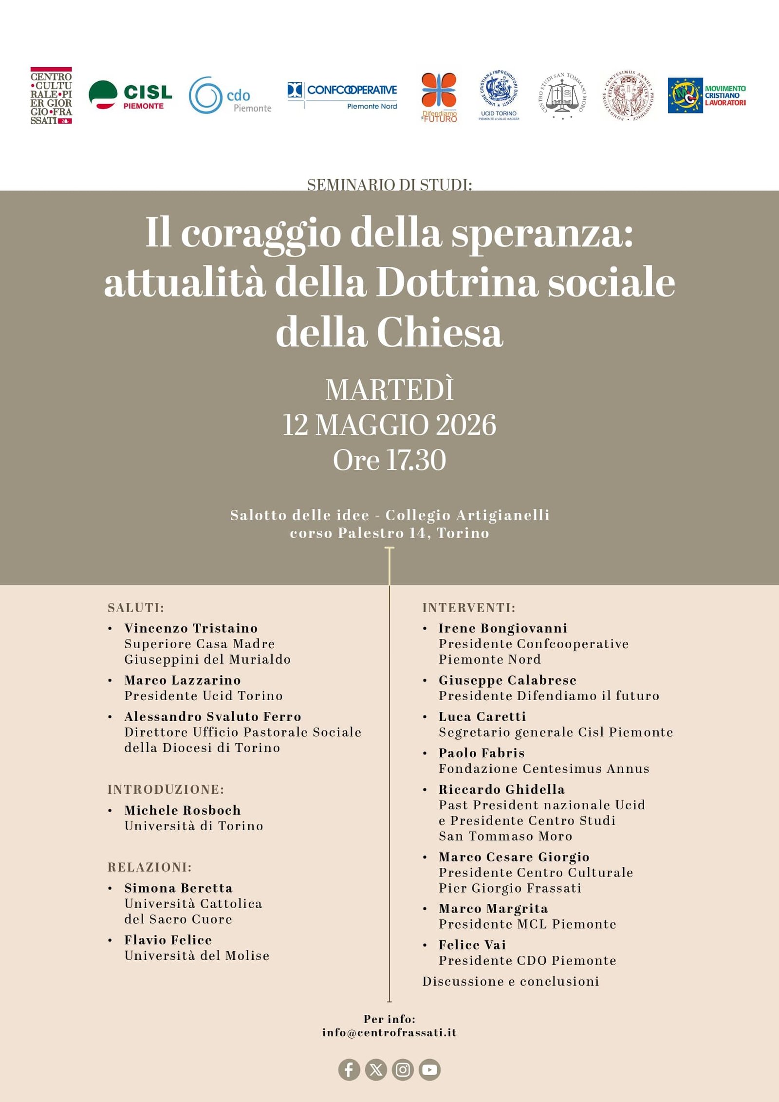 Featured image for “Torino: Il coraggio della speranza, attualità della Dottrina sociale della Chiesa”