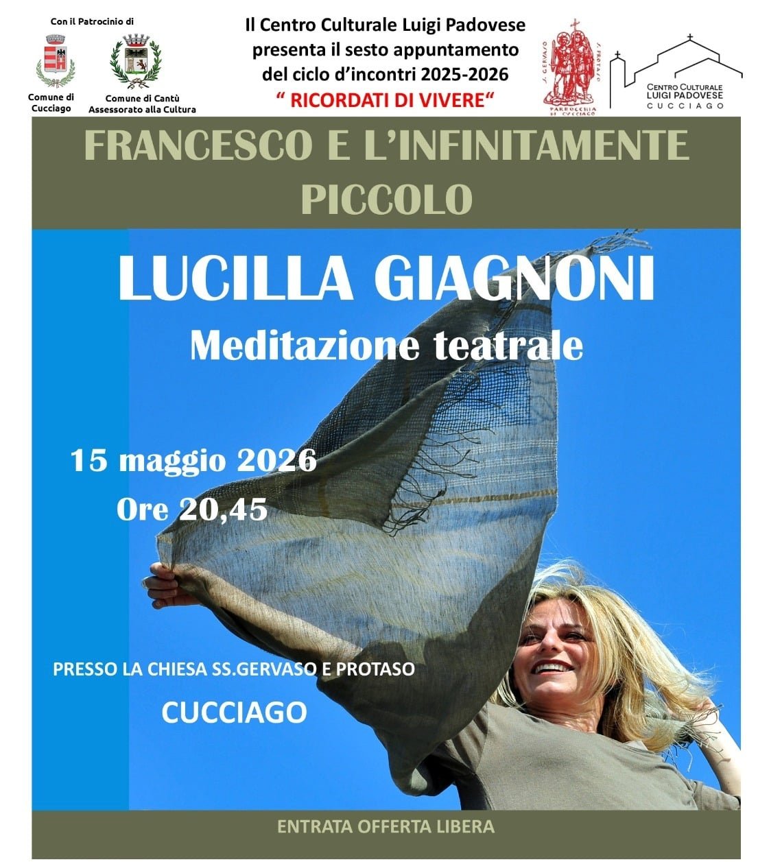 Featured image for “Cucciago (CO): Meditazione teatrale di Lucilla Giagnoni su San Francesco”