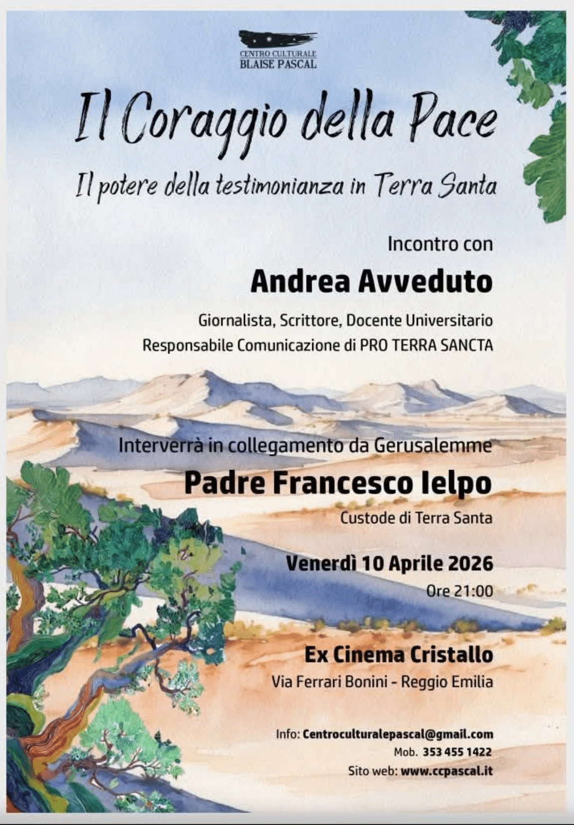 Featured image for “Reggio Emilia: Il coraggio della pace. Il potere della testimonianza in Terra Santa”