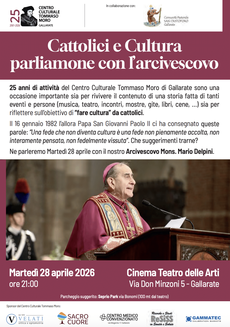 Featured image for “Gallarate (Va): Cattolici e Cultura parliamone con l’arcivescovo”