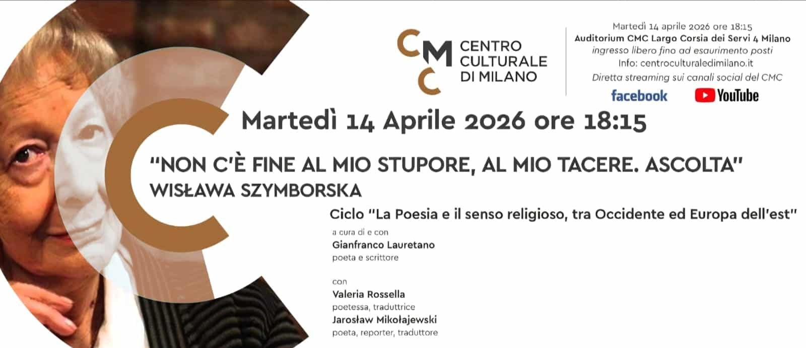 Featured image for “Milano: “Non c’è fine al mio stupore, al mio tacere. Ascolta” Wisława Szymborska”