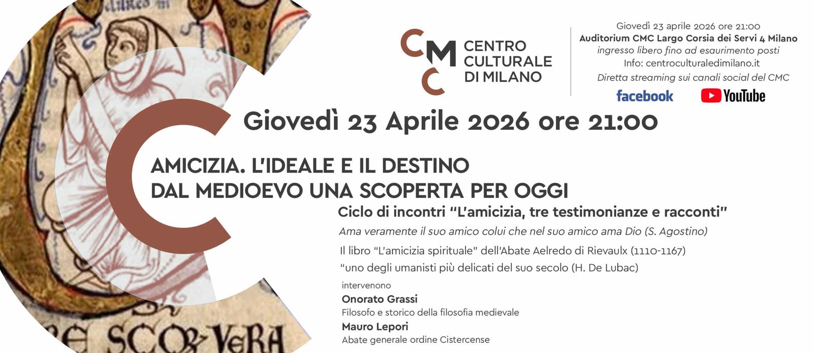 Featured image for “Milano: L ’Amicizia. L’ideale e il destino. Dal medioevo una scoperta per oggi”