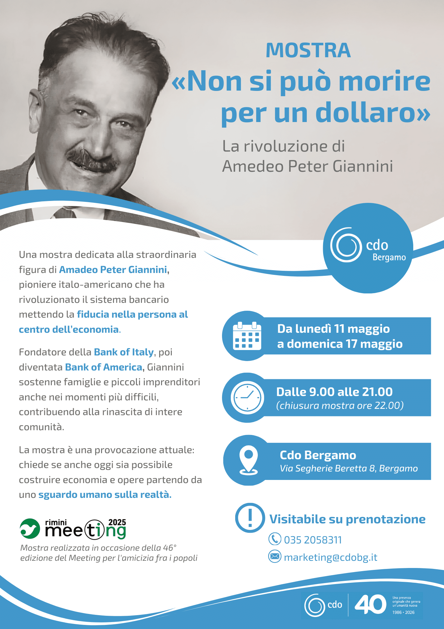 Featured image for “Bergamo: Non si può morire per un dollaro. La rivoluzione di Amadeo Peter Giannini”