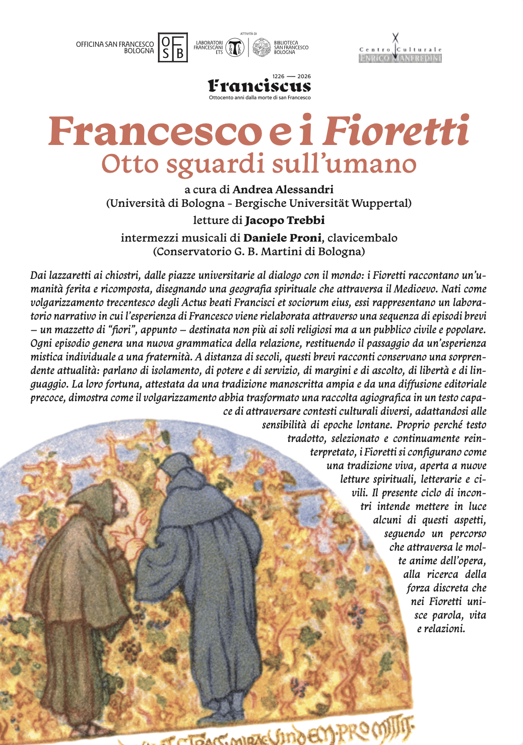 Featured image for “Bologna: Francesco e i fioretti. Otto sguardi sull’umano. La perfetta letizia”