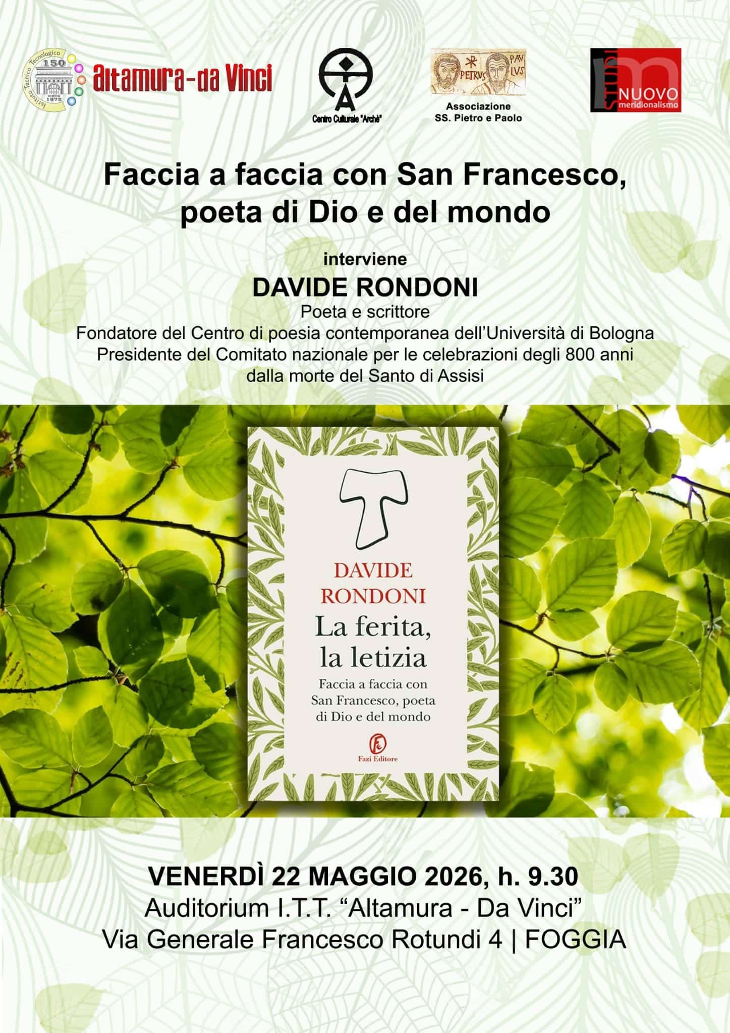 Featured image for “Foggia: Faccia a faccia con San Francesco, poeta di Dio e del mondo”