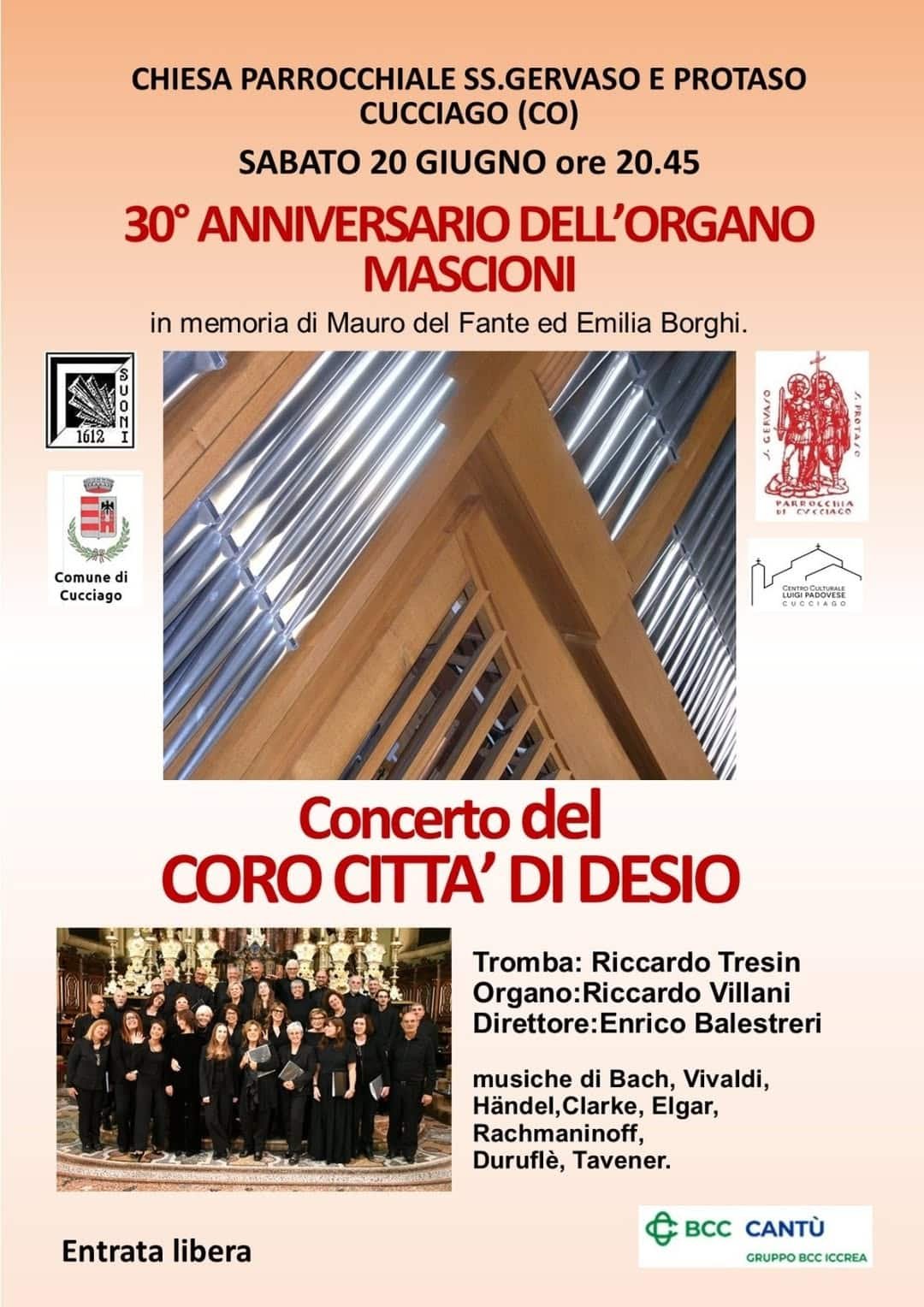 Featured image for “Cucciago (CO): 30°anniversario dell’organo Mascioni”