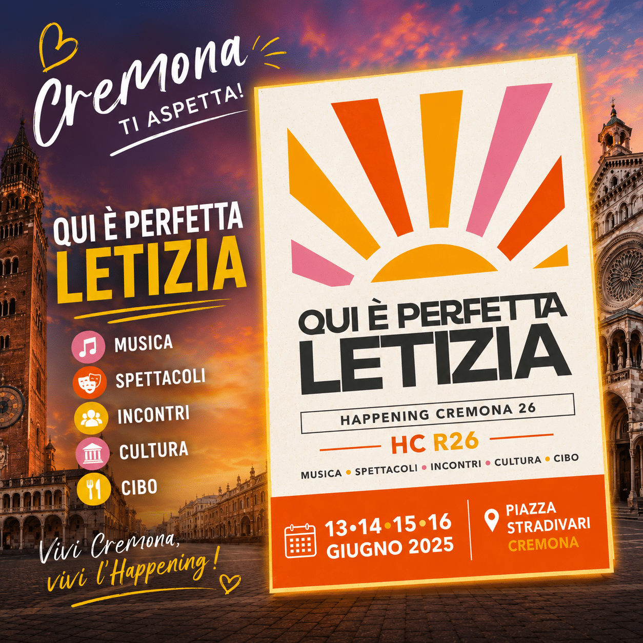 Featured image for “Cremona: Qui è perfetta Letizia. Happening Cremona 26”