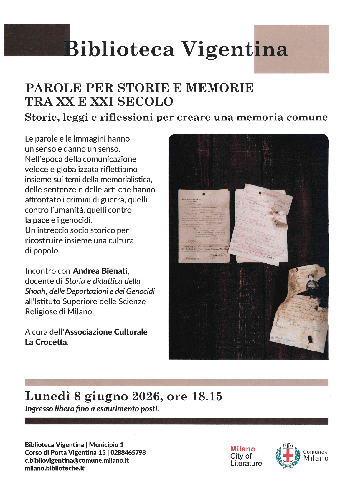 Featured image for “Milano: Parole per Storie e Memorie tra XX e XXI Secolo”