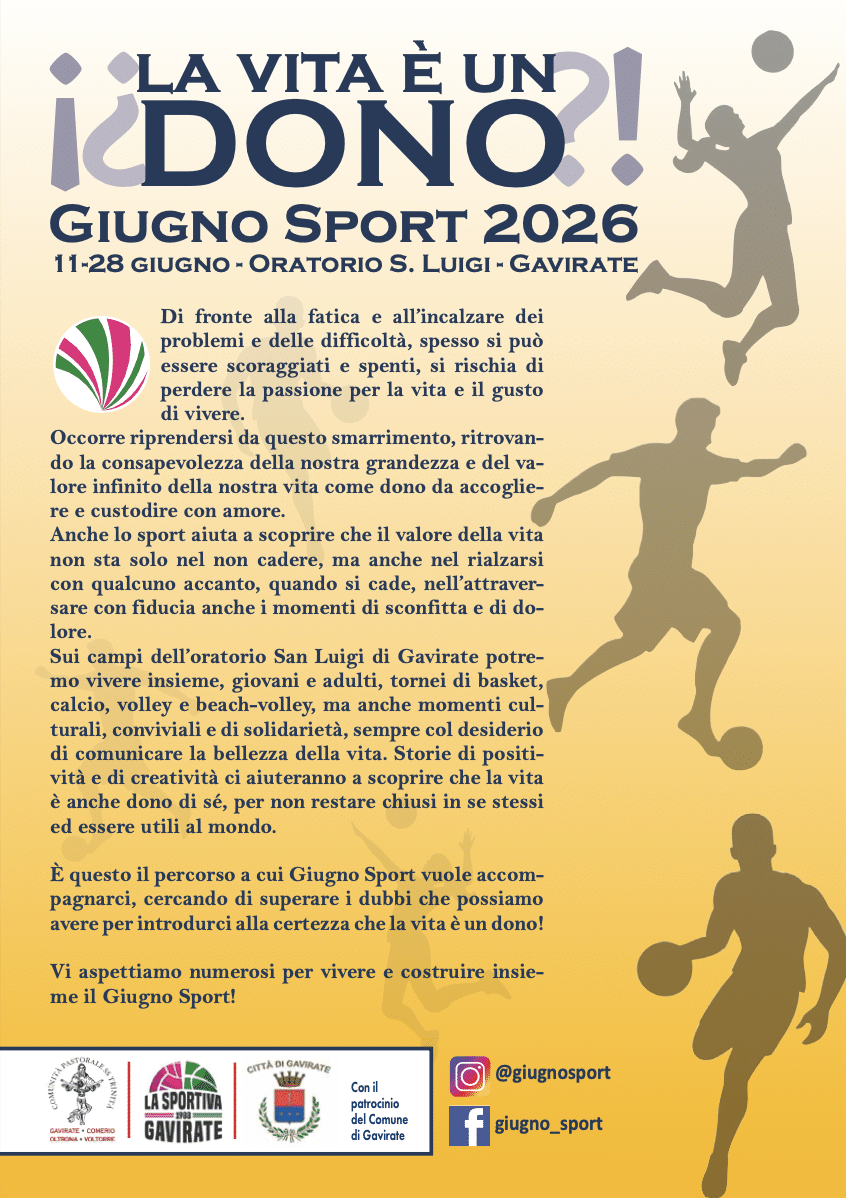 Featured image for “Varese: “La vita è un dono?!” Giugno Sport 2026”