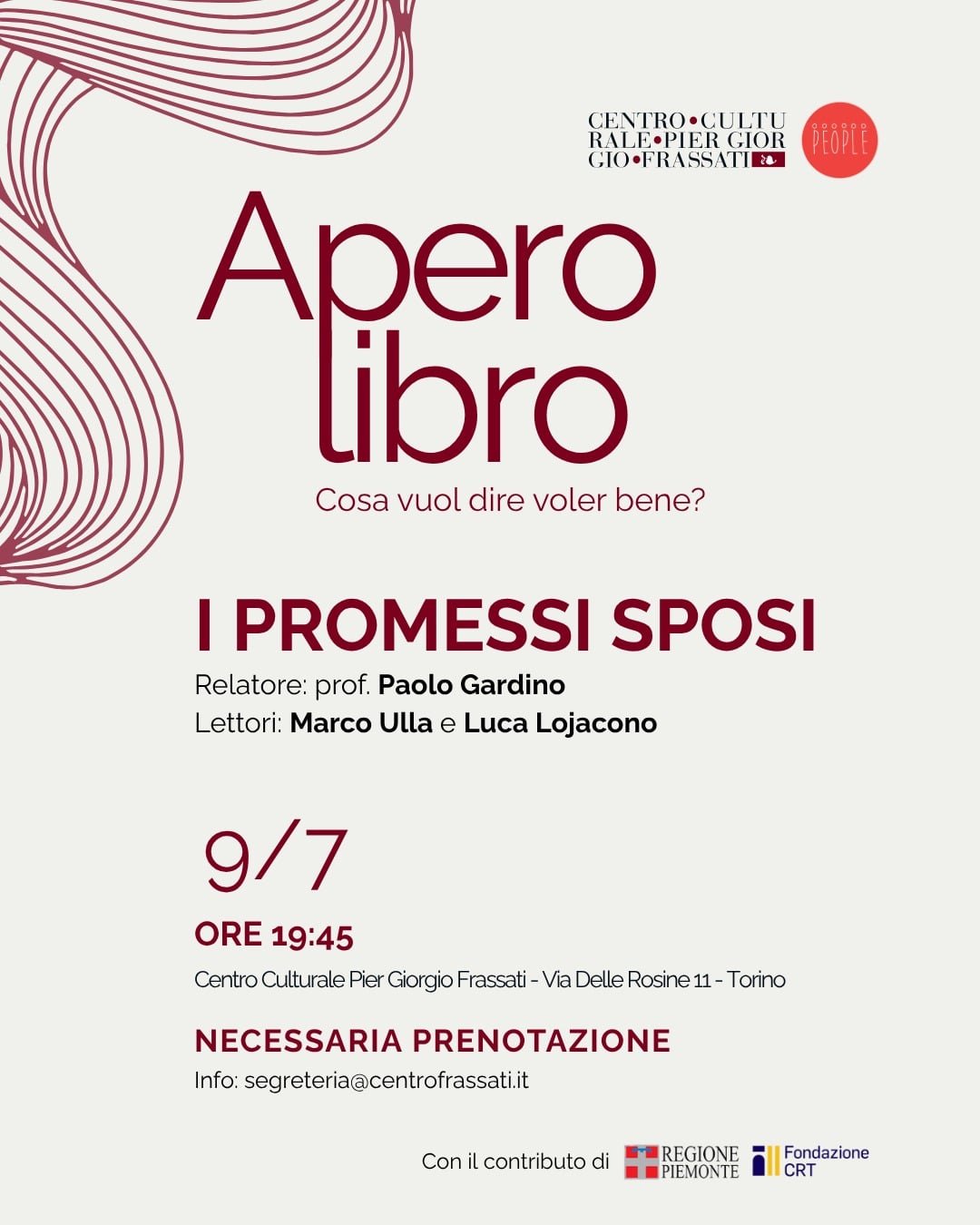 Featured image for “Torino: AperoLibro. Cosa vuol dire voler bene? I Promessi Sposi”