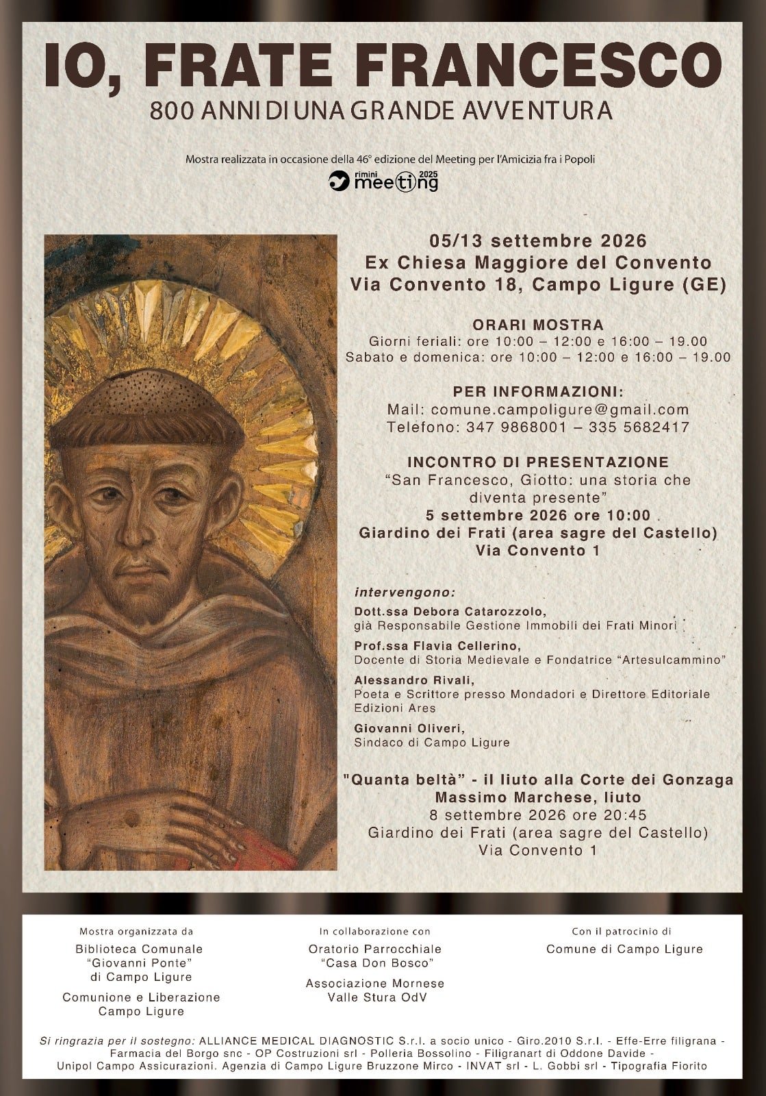Featured image for “Campo Ligure (GE): Io frate Francesco. 800 anni di una grande avventura”