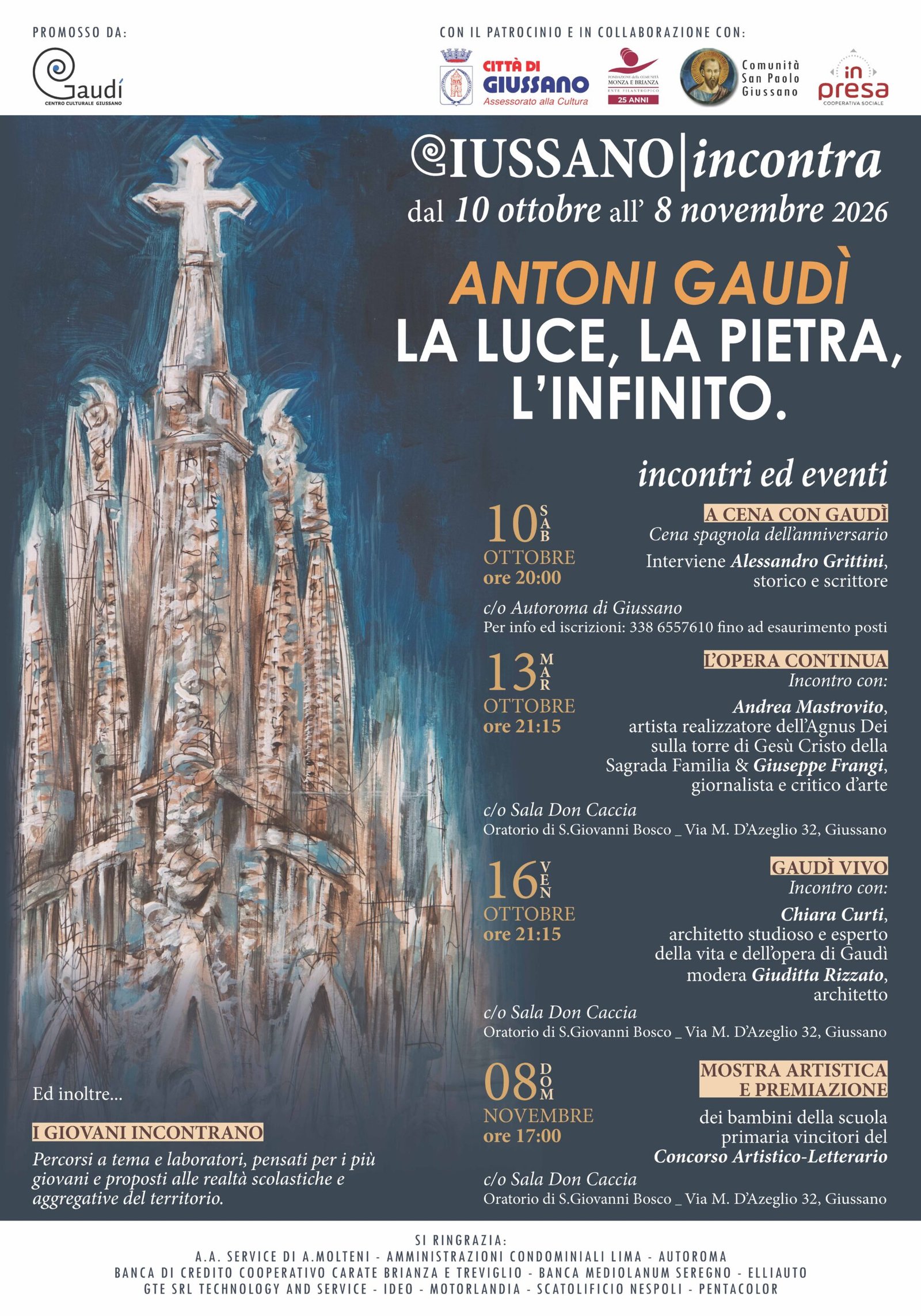 Featured image for “Giussano (MB): Antoni Gaudì. La luce, la pietra, l’infinito. GAUDI’ VIVO”