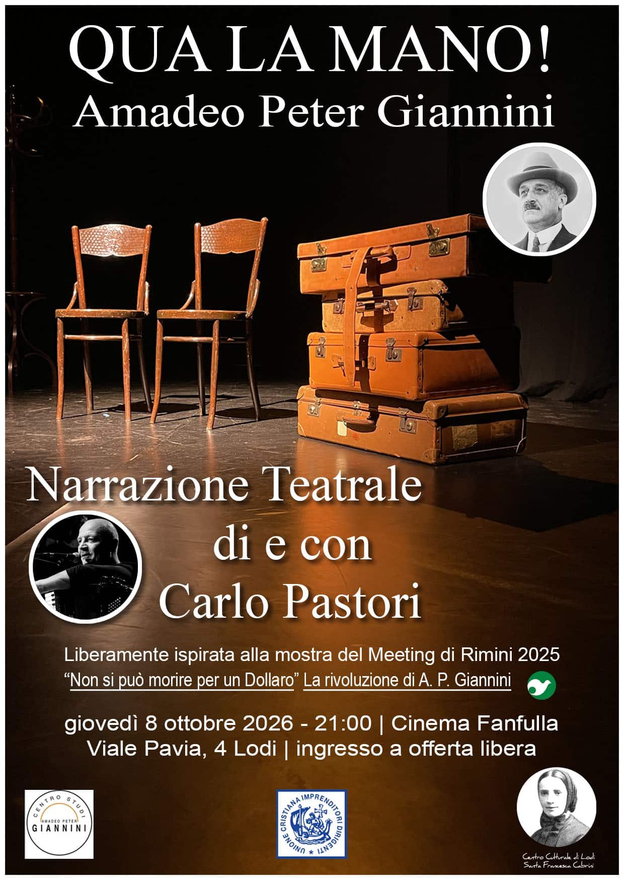 Featured image for “Lodi: Qua la mano! Amadeo Peter Giannini. Narrazione teatrale”