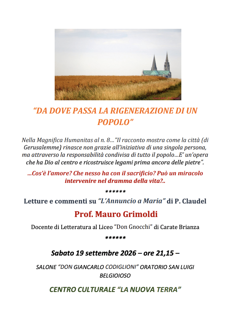 Featured image for “Belgioioso (PV): “Da dove passa la rigenerazione dell’umano””