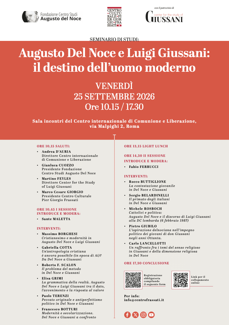 Featured image for “Roma: Augusto Del Noce e Luigi Giussani, il destino dell’uomo moderno”