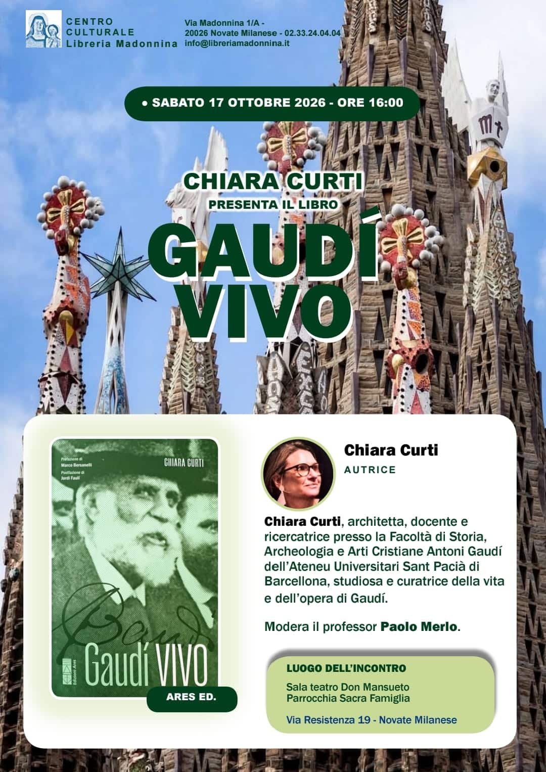 Featured image for “Novate Milanese: Chiara Curti presenta il libro “Gaudì Vivo””