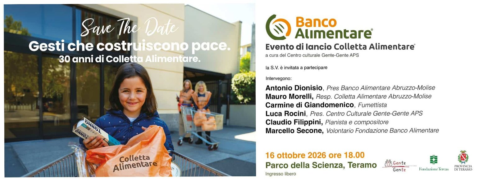 Featured image for “Teramo: Gesti che costruiscono Pace. Il lancio regionale della 30ª Colletta Alimentare”