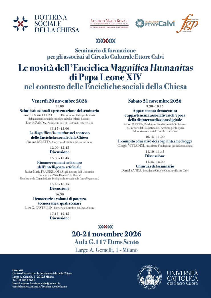 Featured image for “Milano: Le novità dell’Enciclica Magnifica Humanitas di Papa Leone XIV”